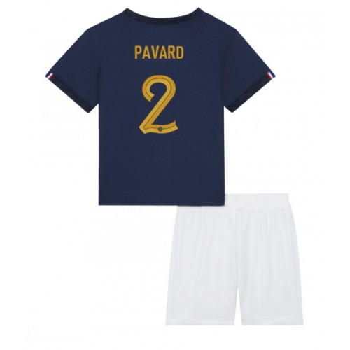 Fotballdrakt Barn Frankrike Benjamin Pavard #2 Hjemmedraktsett VM 2022 Kortermet (+ Korte bukser)